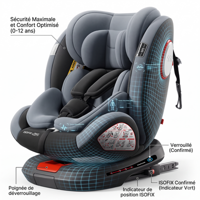 Siège Auto Évolutif Pivotant 360° i-Size ISOFIX (40-150 cm) - De 0 à 12 ans