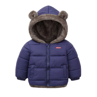 Kids Thick Warm Coats Winter Children's Fleece Hooded Jackets Autumn Cashmere Padded Snowsuit Boys Girls Cotton Outerwear - Blue / 3T(Size 100)