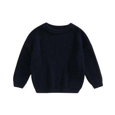 0-9M Autumn New Baby Boys Girls Clothes Baby Sweater Toddler Knit Sweater Newborn Knitwear Long Sleeve Cotton Baby Pullover Tops - Dark blue