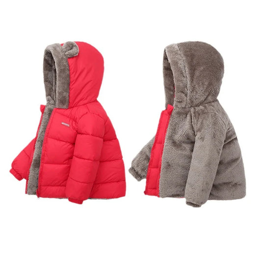 Kids Thick Warm Coats Winter Children's Fleece Hooded Jackets Autumn Cashmere Padded Snowsuit Boys Girls Cotton Outerwear