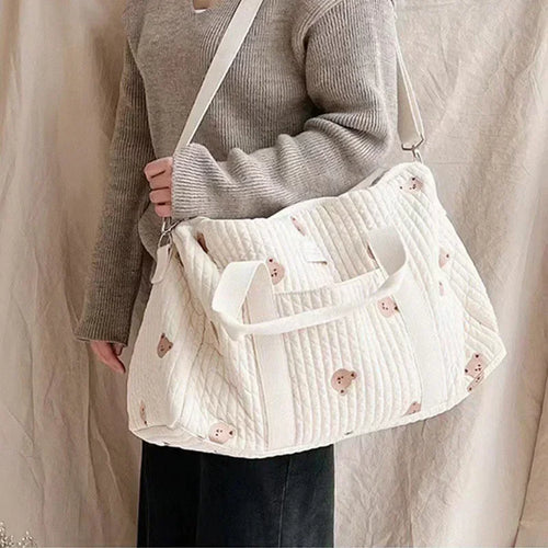 Sac de Maternité en Coton Gauffré – Grand Sac à Langer de Voyage & Poussette