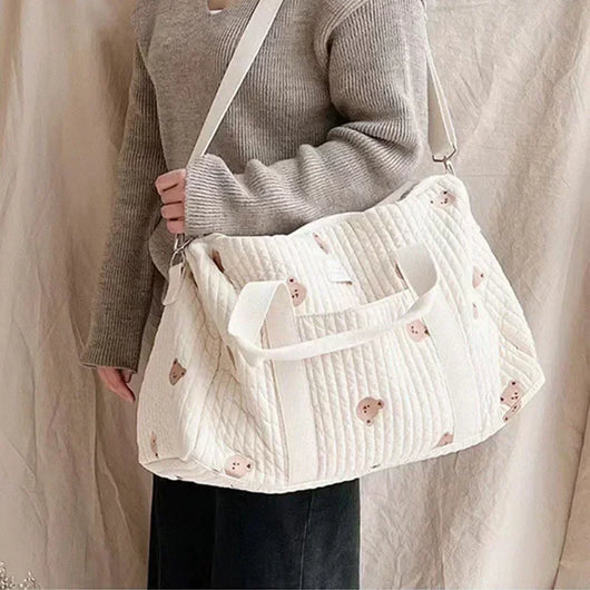 Sac de Maternité en Coton Gauffré – Grand Sac à Langer de Voyage & Poussette