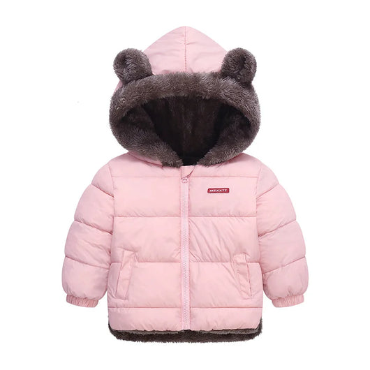 Kids Thick Warm Coats Winter Children's Fleece Hooded Jackets Autumn Cashmere Padded Snowsuit Boys Girls Cotton Outerwear - Pink / 3T(Size 100)