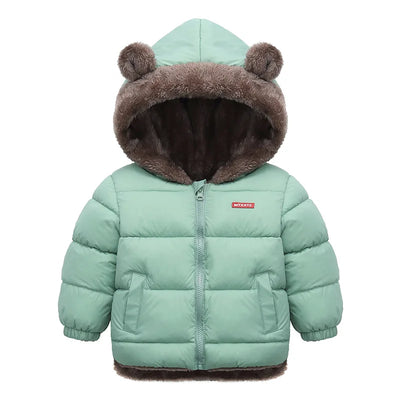 Kids Thick Warm Coats Winter Children's Fleece Hooded Jackets Autumn Cashmere Padded Snowsuit Boys Girls Cotton Outerwear