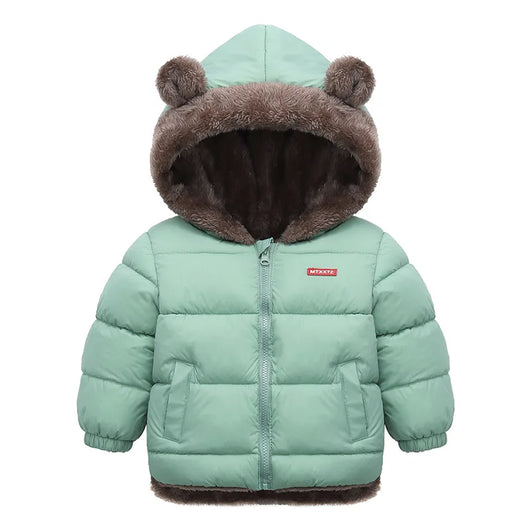 Kids Thick Warm Coats Winter Children's Fleece Hooded Jackets Autumn Cashmere Padded Snowsuit Boys Girls Cotton Outerwear