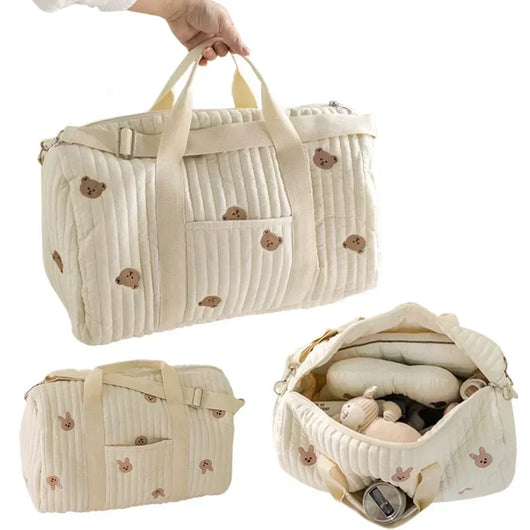 Sac de Maternité en Coton Gauffré – Grand Sac à Langer de Voyage & Poussette