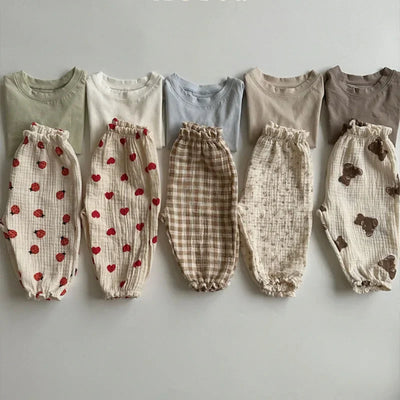 Pantalon Bébé en Gaze de Coton Bio – Souple & Respirant – Style Bohème