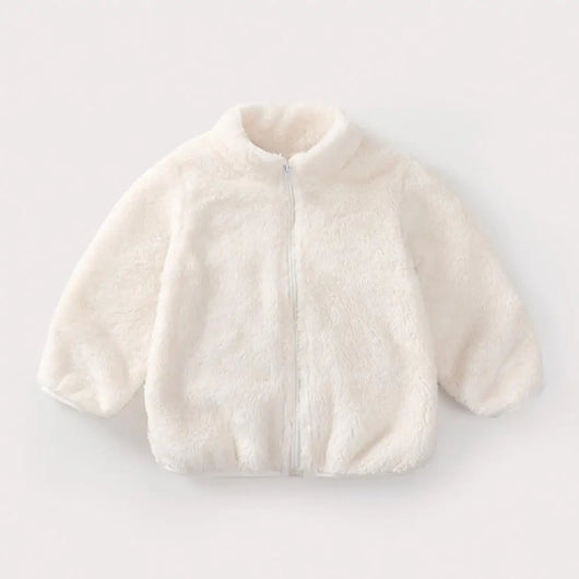 Solid Color Fashion Children Plush Coat Autumn Winter Warm Baby Girl Boy Casual Jacket Greatcoat Kids Clothing Toddler Outerwear - P1 / 6T