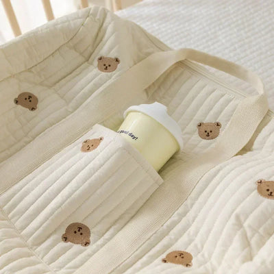 Sac de Maternité en Coton Gauffré – Grand Sac à Langer de Voyage & Poussette
