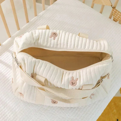 Sac de Maternité en Coton Gauffré – Grand Sac à Langer de Voyage & Poussette
