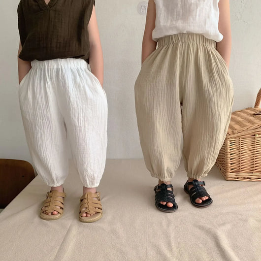 Pantalon Bébé en Gaze de Coton Bio – Souple & Respirant – Style Bohème