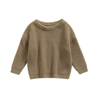 0-9M Autumn New Baby Boys Girls Clothes Baby Sweater Toddler Knit Sweater Newborn Knitwear Long Sleeve Cotton Baby Pullover Tops - Gray Khaki