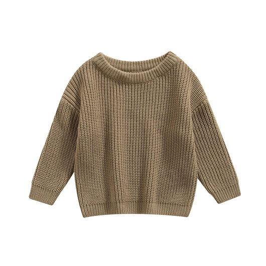 0-9M Autumn New Baby Boys Girls Clothes Baby Sweater Toddler Knit Sweater Newborn Knitwear Long Sleeve Cotton Baby Pullover Tops - Gray Khaki