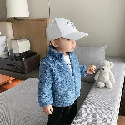 Solid Color Fashion Children Plush Coat Autumn Winter Warm Baby Girl Boy Casual Jacket Greatcoat Kids Clothing Toddler Outerwear - P6 / 24M