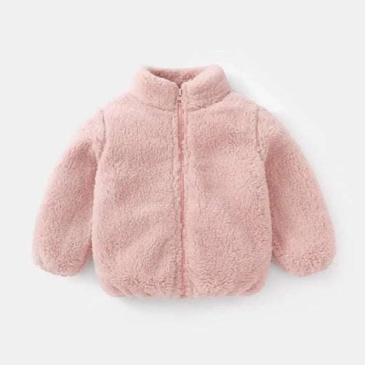 Solid Color Fashion Children Plush Coat Autumn Winter Warm Baby Girl Boy Casual Jacket Greatcoat Kids Clothing Toddler Outerwear - P2 / 6T