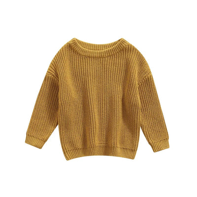 Autumn Baby Girls Boys Sweaters Coat Kids Knitting Pullovers Tops Baby Boys Girls Solid Color Basic Cotton Long Sleeve Sweater - Deep beige / 0-3M