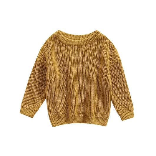 Autumn Baby Girls Boys Sweaters Coat Kids Knitting Pullovers Tops Baby Boys Girls Solid Color Basic Cotton Long Sleeve Sweater - Deep beige / 0-3M