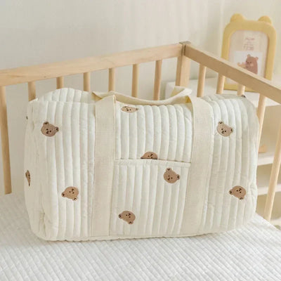 Sac de Maternité en Coton Gauffré – Grand Sac à Langer de Voyage & Poussette