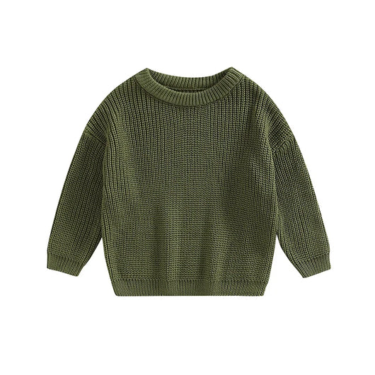 Autumn Baby Girls Boys Sweaters Coat Kids Knitting Pullovers Tops Baby Boys Girls Solid Color Basic Cotton Long Sleeve Sweater - Emerald green / 4-5Yrs