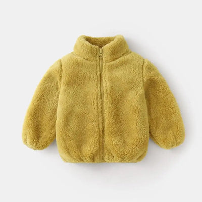 Solid Color Fashion Children Plush Coat Autumn Winter Warm Baby Girl Boy Casual Jacket Greatcoat Kids Clothing Toddler Outerwear - P3 / 6T
