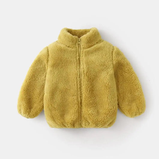 Solid Color Fashion Children Plush Coat Autumn Winter Warm Baby Girl Boy Casual Jacket Greatcoat Kids Clothing Toddler Outerwear - P3 / 6T