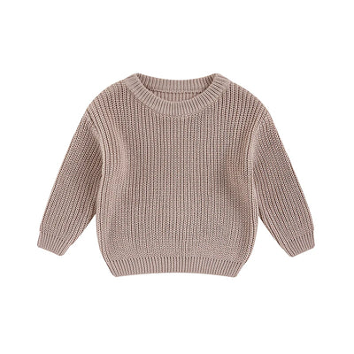 Autumn Baby Girls Boys Sweaters Coat Kids Knitting Pullovers Tops Baby Boys Girls Solid Color Basic Cotton Long Sleeve Sweater - Lavender / 0-3M