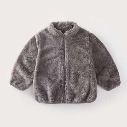 Solid Color Fashion Children Plush Coat Autumn Winter Warm Baby Girl Boy Casual Jacket Greatcoat Kids Clothing Toddler Outerwear - P4 / 24M