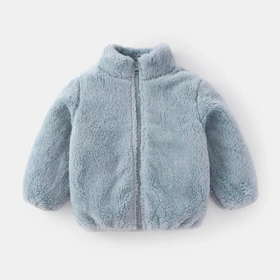 Solid Color Fashion Children Plush Coat Autumn Winter Warm Baby Girl Boy Casual Jacket Greatcoat Kids Clothing Toddler Outerwear - P5 / 6T