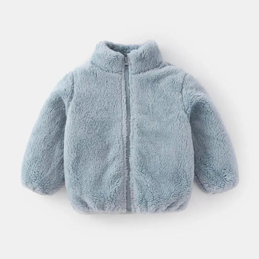 Solid Color Fashion Children Plush Coat Autumn Winter Warm Baby Girl Boy Casual Jacket Greatcoat Kids Clothing Toddler Outerwear - P5 / 6T