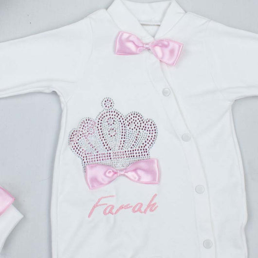 Ensemble Barboteuse personnalisé , Chapeau et Moufles, pour Bébé
