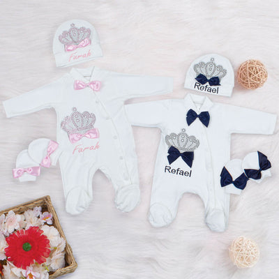 Ensemble Barboteuse personnalisé , Chapeau et Moufles, pour Bébé