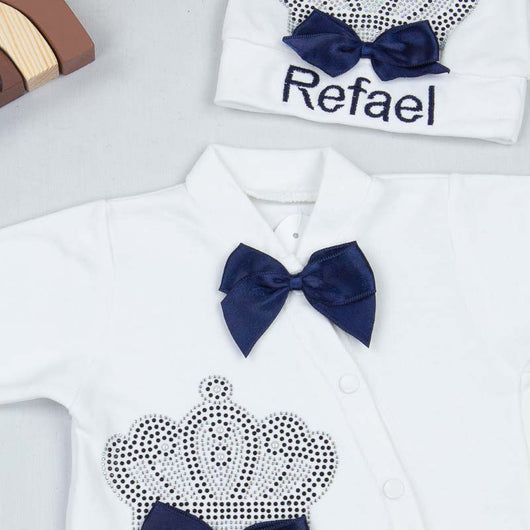 Ensemble Barboteuse personnalisé , Chapeau et Moufles, pour Bébé