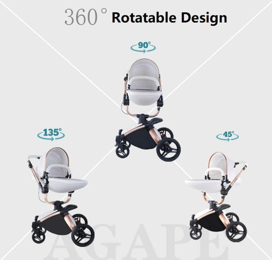 Poussette trio en cuir 3 en 1 pour bébé