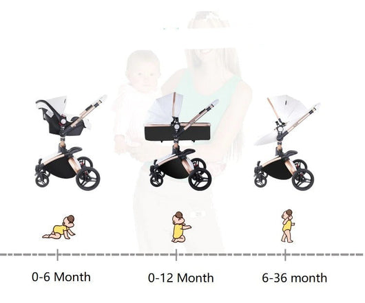 Poussette trio en cuir 3 en 1 pour bébé