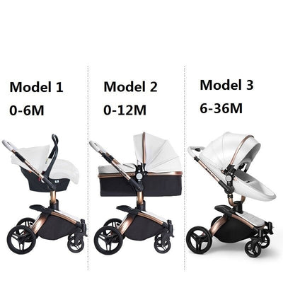 Poussette trio en cuir 3 en 1 pour bébé