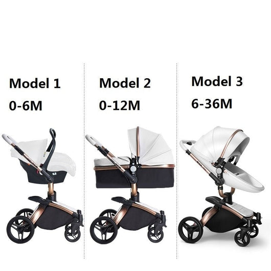 Poussette trio en cuir 3 en 1 pour bébé