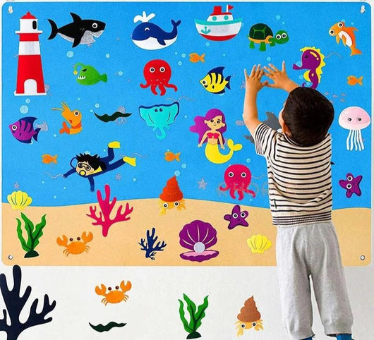 Tableau en Feutre Montessori - Jouets d'Éveil et d'Apprentissage Interactifs pour Enfants