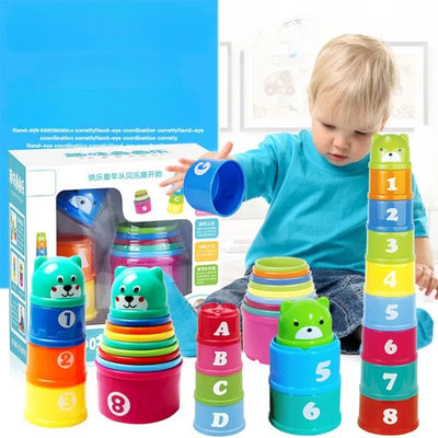 Tasses à Empiler - 8 Pièces Multicolores - Jouet Éducatif pour Enfants