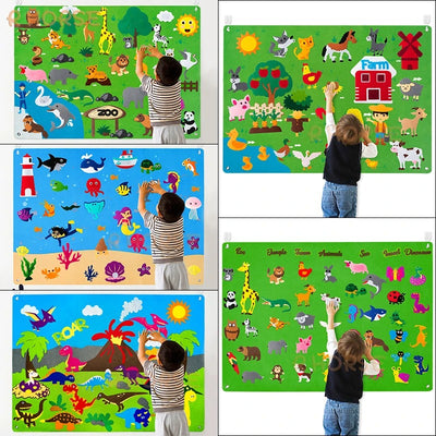 Tableau en Feutre Montessori - Jouets d'Éveil et d'Apprentissage Interactifs pour Enfants