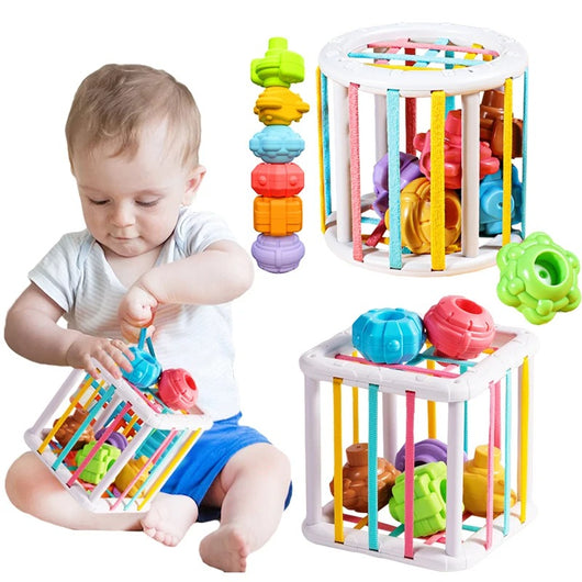 Jeu de tri de blocs colorées avec Bandes élastiques pour bébé