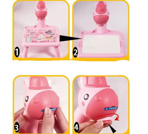 Projecteur de Table pour Enfants - Jouet Éducatif avec Projection LED et Table de Dessin