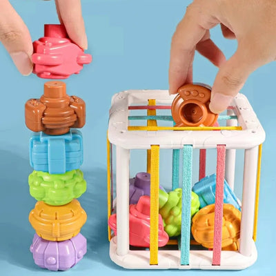Jeu de tri de blocs colorées avec Bandes élastiques pour bébé