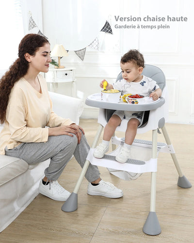 Chaise Haute pour Bébé  2-en-1 avec Repose-Pieds