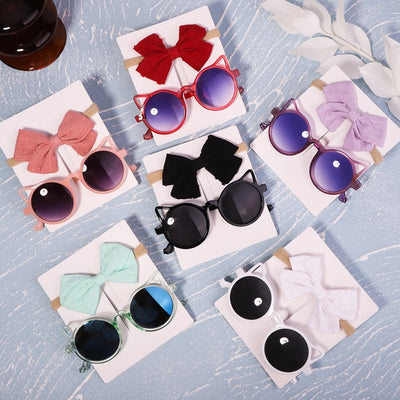 Lunettes de soleil rondes vintage+Bandes Élastiques