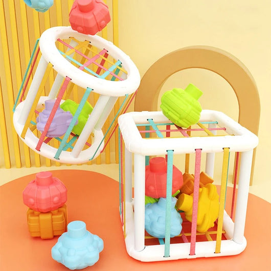 Jeu de tri de blocs colorées avec Bandes élastiques pour bébé