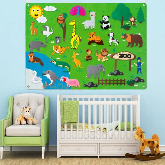 Tableau en Feutre Montessori - Jouets d'Éveil et d'Apprentissage Interactifs pour Enfants