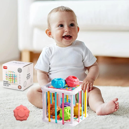 Jeu de tri de blocs colorées avec Bandes élastiques pour bébé