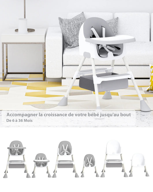Chaise Haute pour Bébé  2-en-1 avec Repose-Pieds