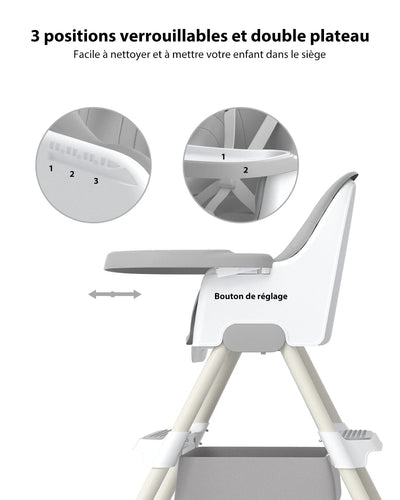 Chaise Haute pour Bébé  2-en-1 avec Repose-Pieds