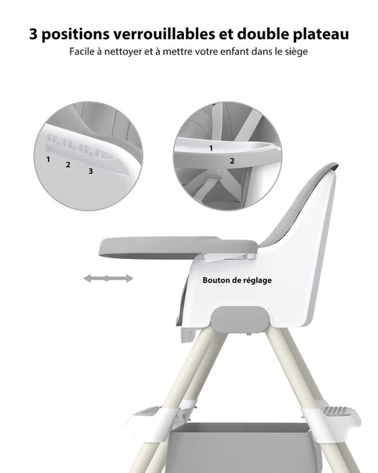 Chaise Haute pour Bébé  2-en-1 avec Repose-Pieds